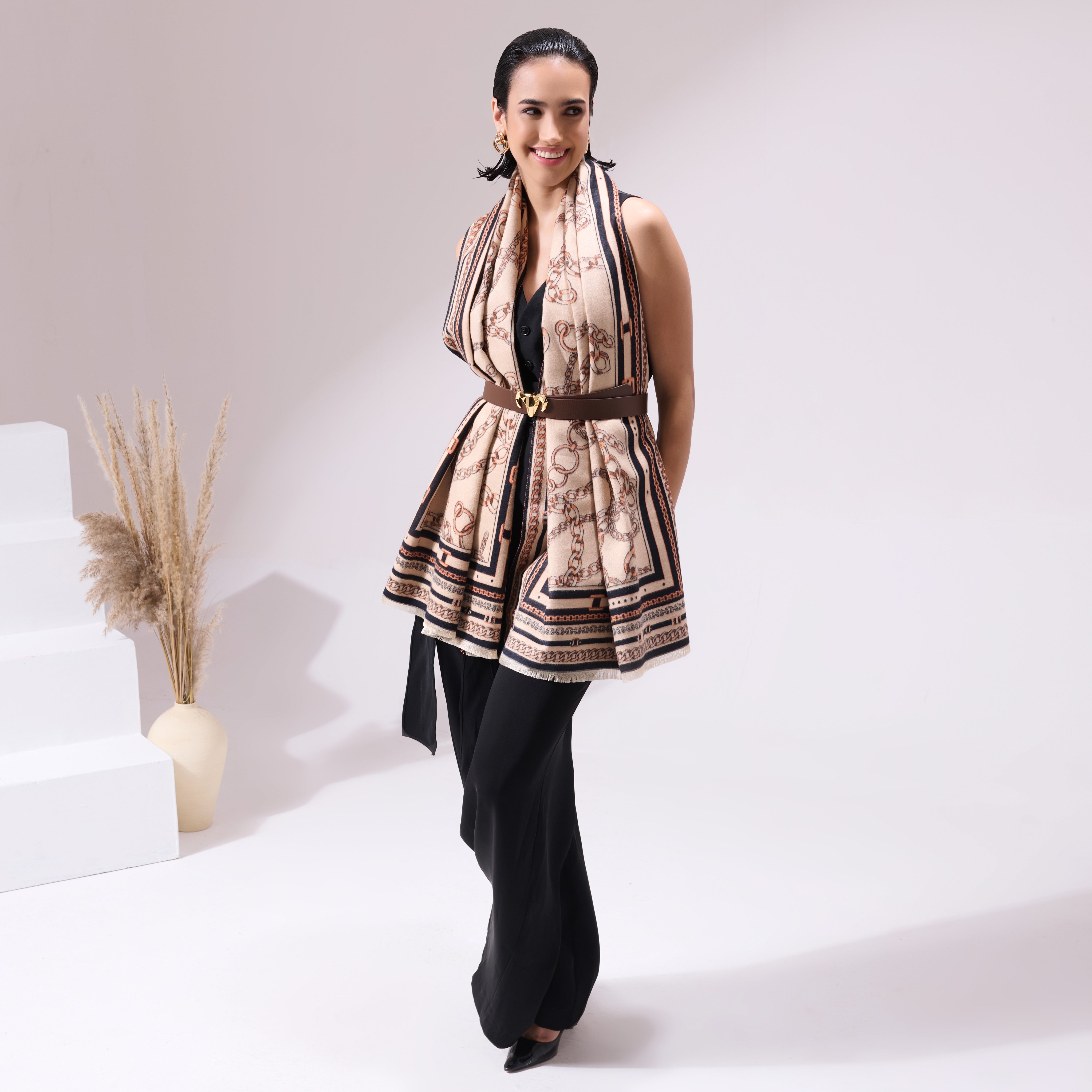 Jon Beige Heritage Cashmere Cape