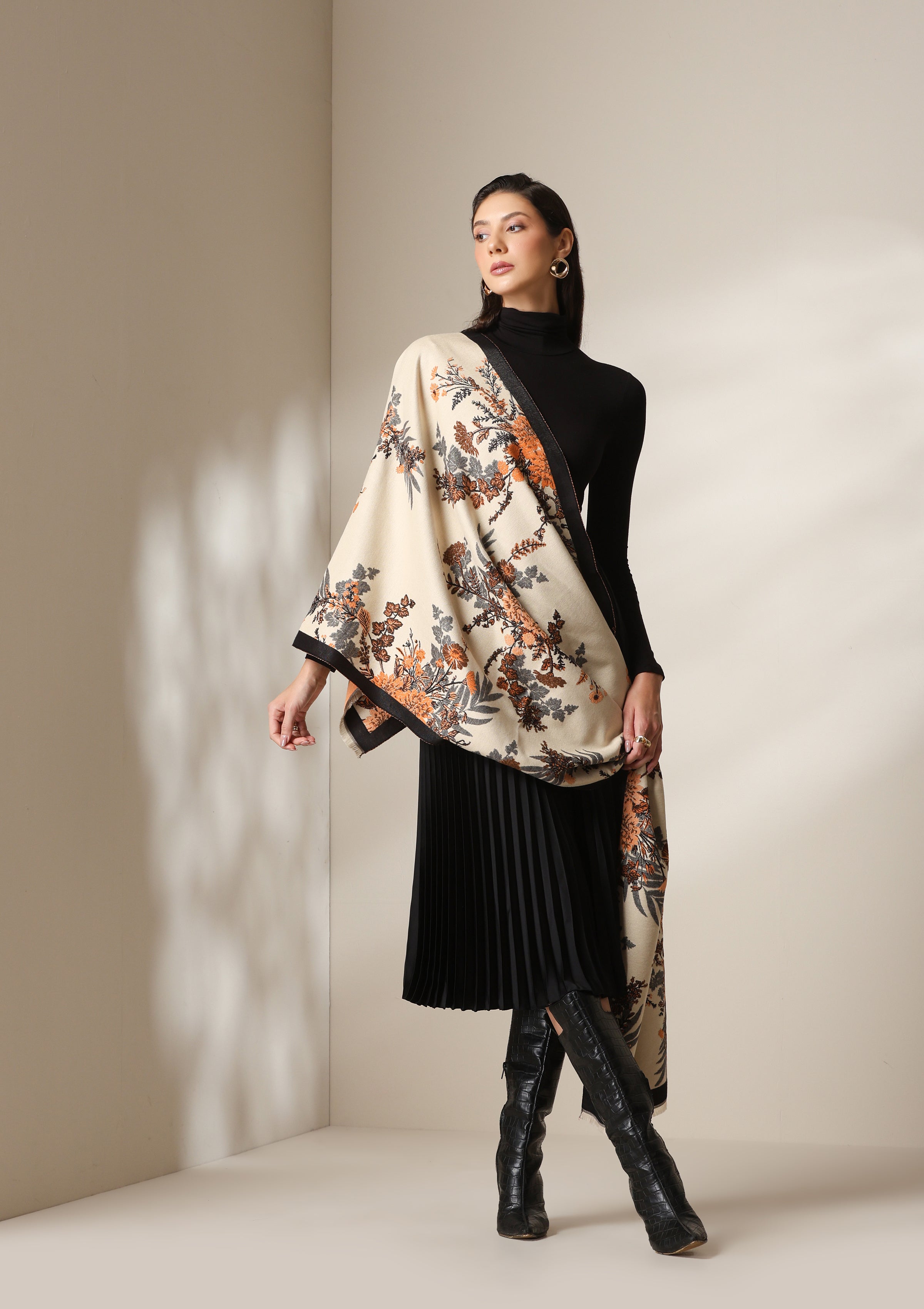 Autumn Bloom Thick vegan cashmere Stoles