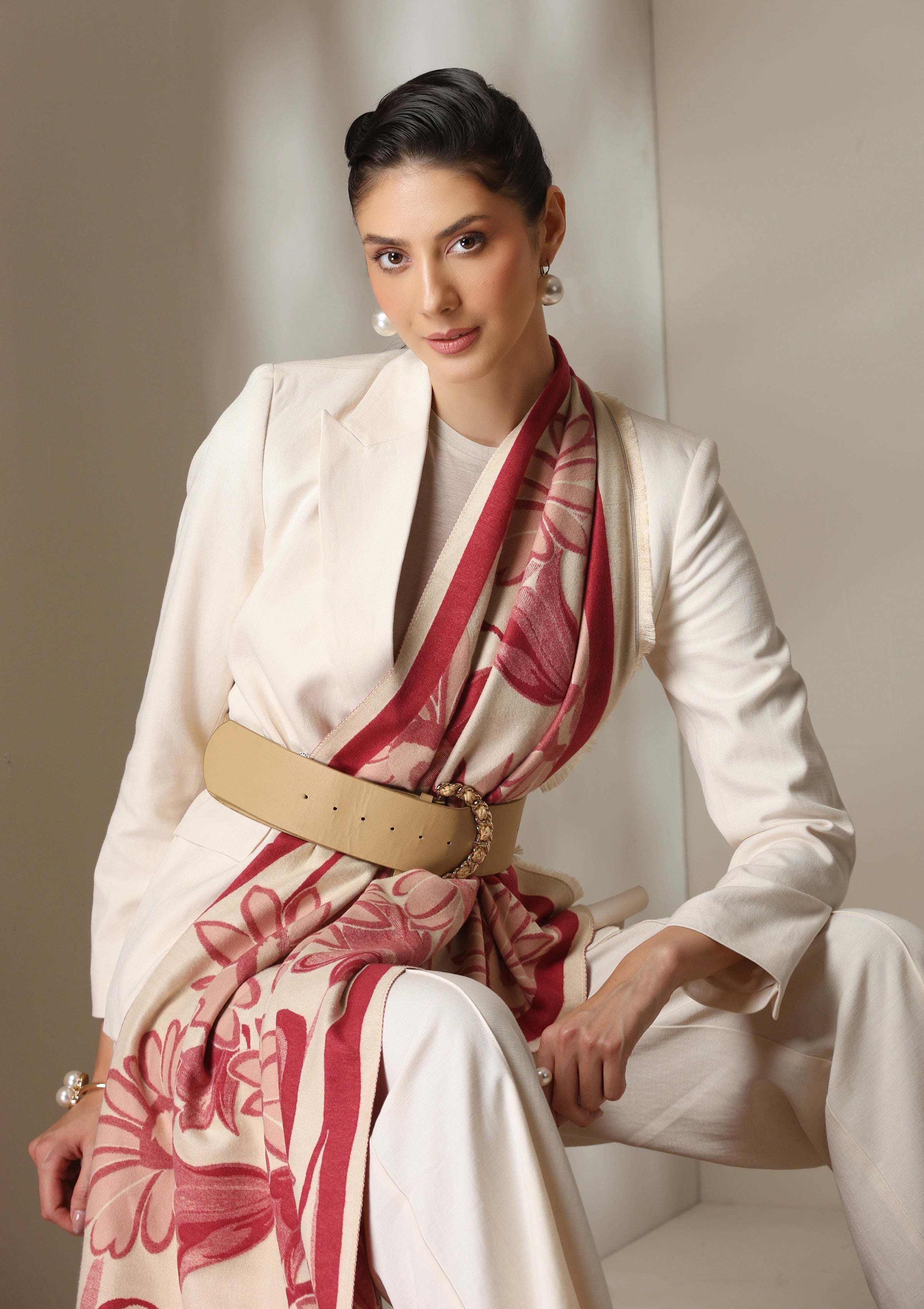 Scarlet Bloom Thick vegan cashmere Stoles
