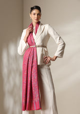 Fuschia woven kani floral stole