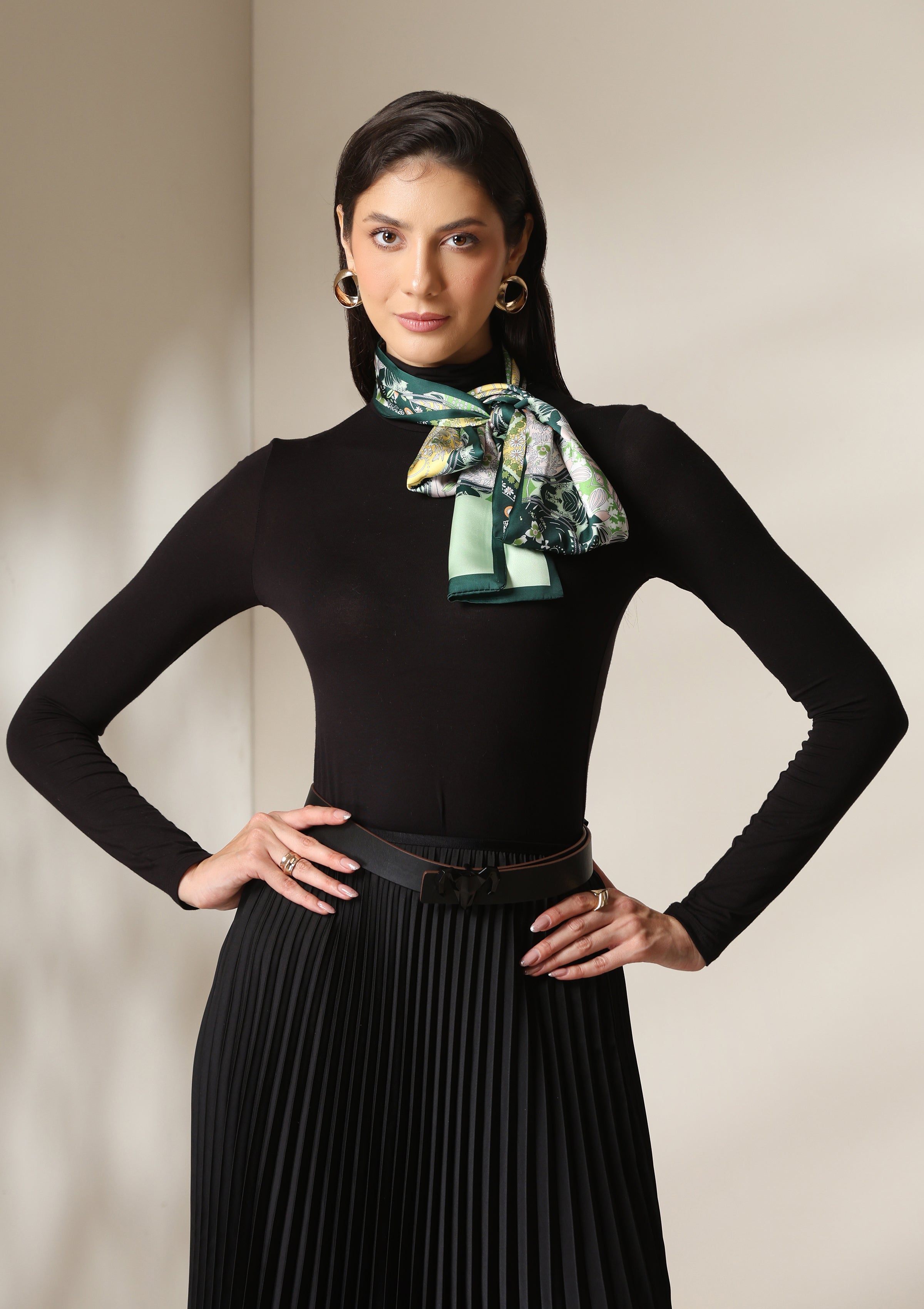 Dusala Emerald Flora Silk Scarf set