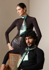 Dusala Equestrian Orange Silk Scarf set