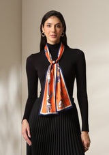 Dusala Equestrian Orange Silk Scarf set