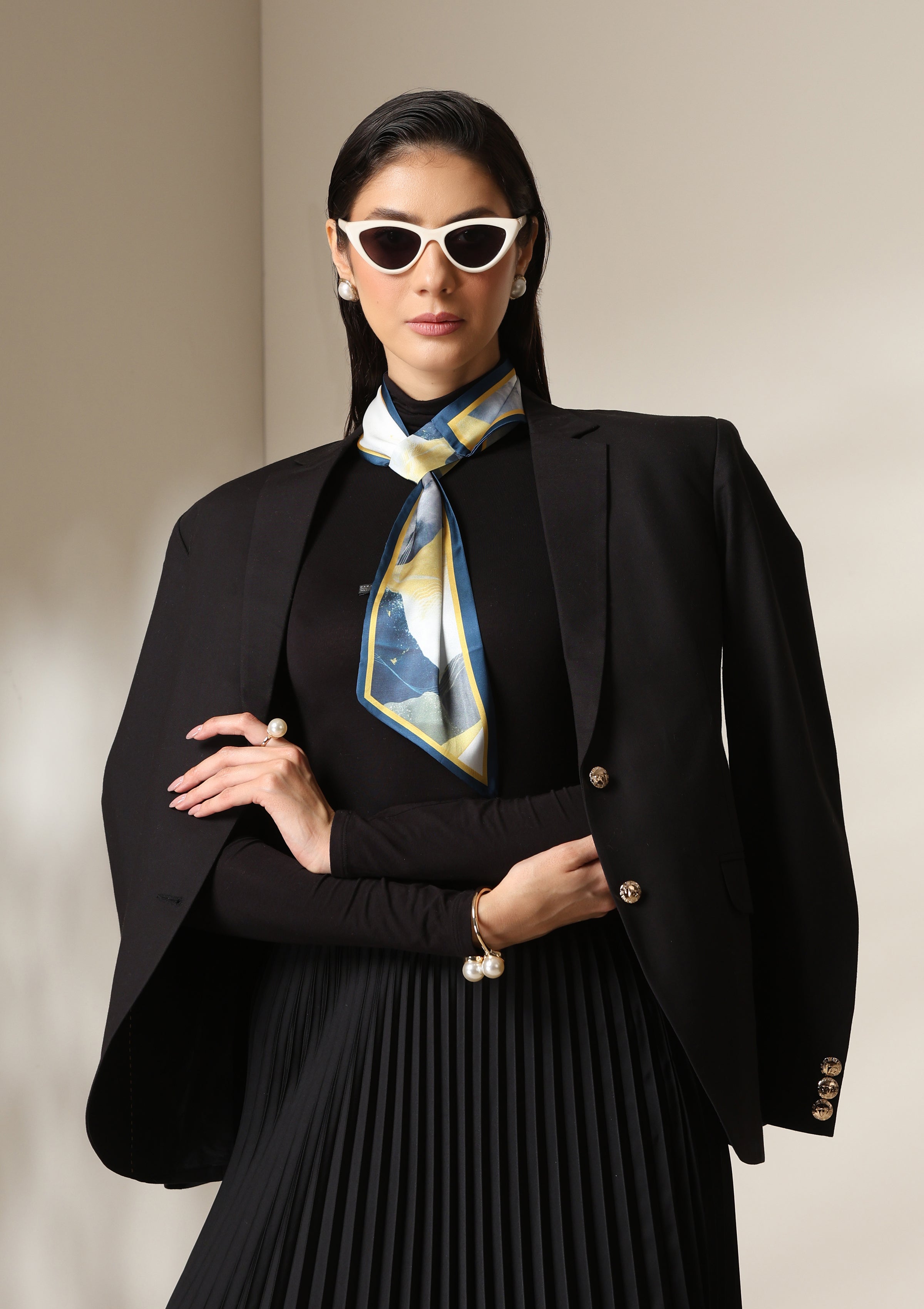 Dusala Midnight Peaks Silk Scarf set