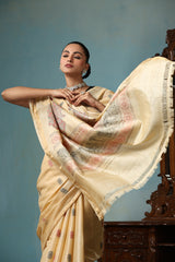 Petal handwoven gold Kosa Silk saree