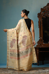 Petal handwoven gold Kosa Silk saree