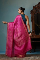 Blossom handwoven magenta Kosa Silk Mark saree