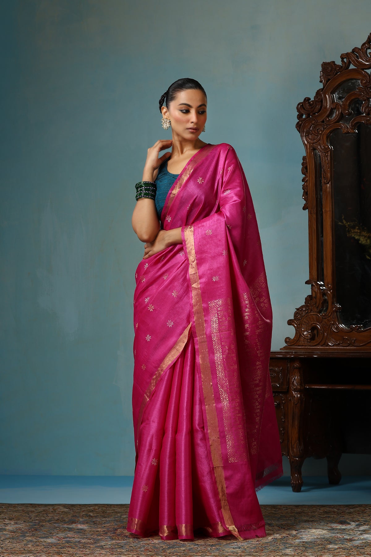 Blossom handwoven magenta Kosa Silk Mark saree