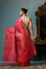 Orchid Handwoven Peach Kosa Silk Mark Saree