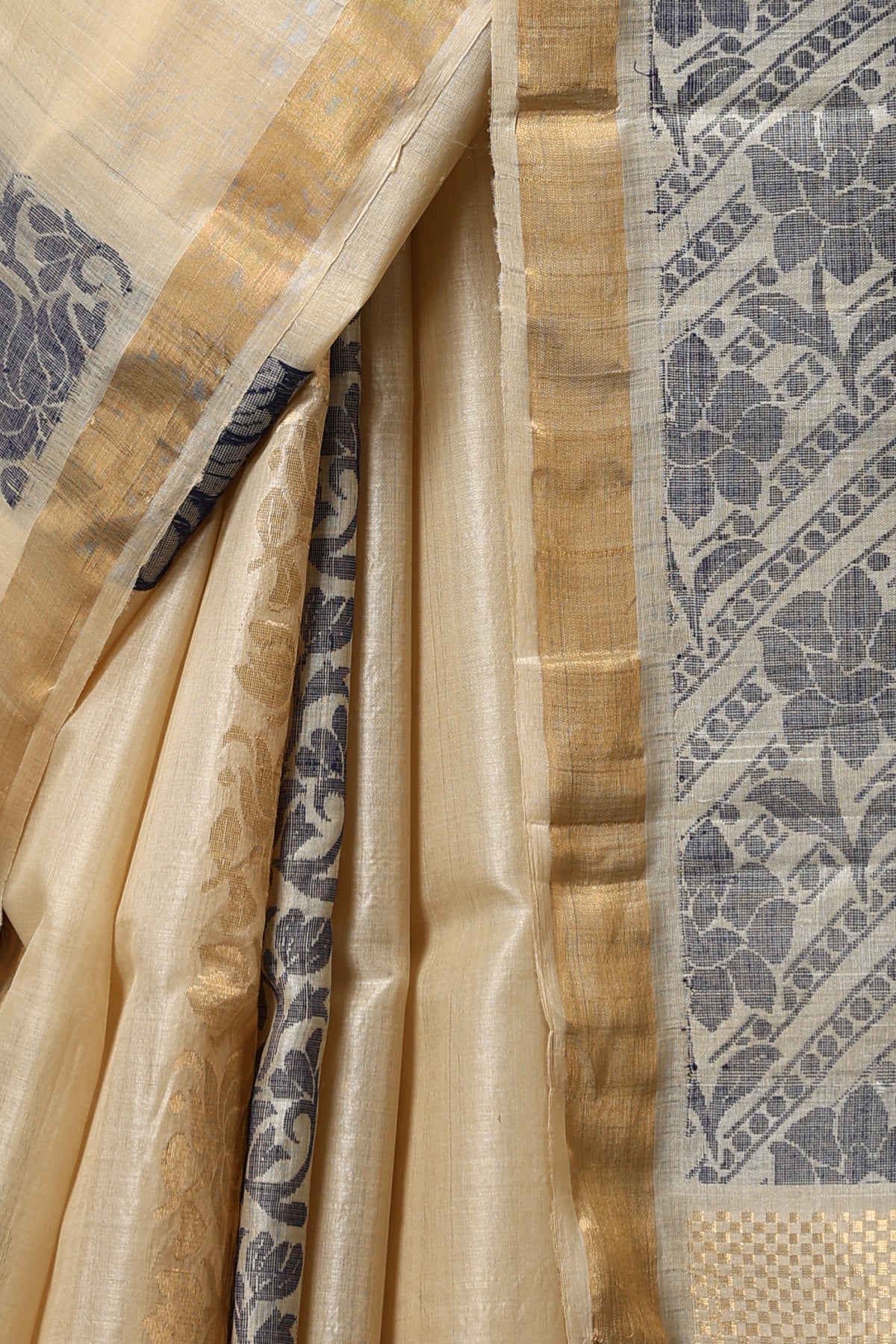 Daisy Handwoven Beige Kosa Silk Mark Saree