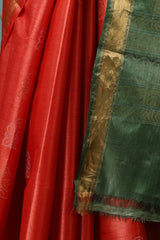 Jasmine Handwoven Orange Kosa Silk Mark Saree