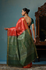 Jasmine Handwoven Orange Kosa Silk Mark Saree