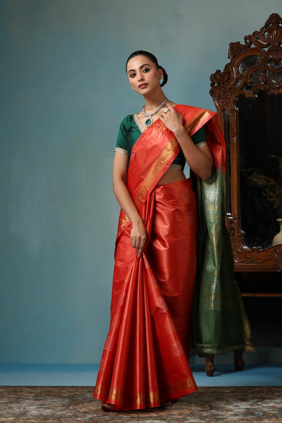Jasmine Handwoven Orange Kosa Silk Mark Saree