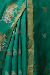 Poppy Handwoven Sea Green Kosa Silk Mark Saree