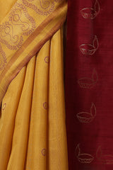 Gardenia Handwoven Mustard Kosa Silk Mark Saree