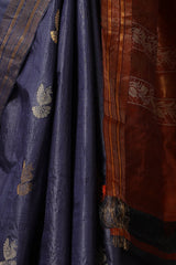 Azalea Handwoven Navy Blue Kosa Silk Mark Saree