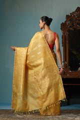 Marigold Handwoven Gold Kosa Silk Mark Saree