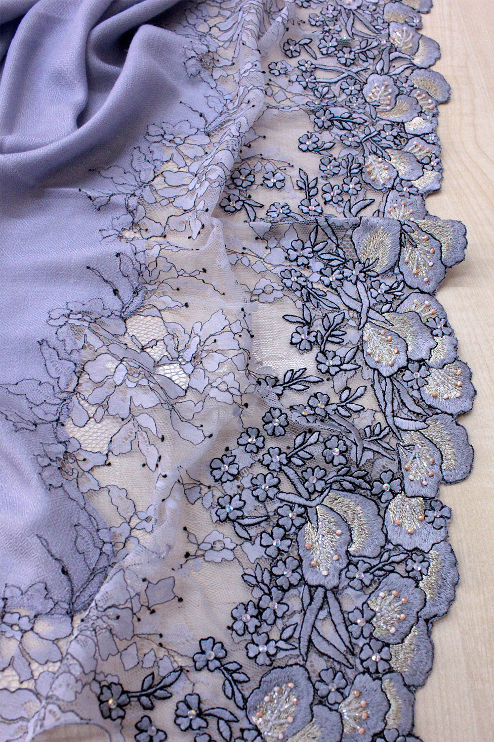 Dainty Petals | Embroidered Wool Silk Stole