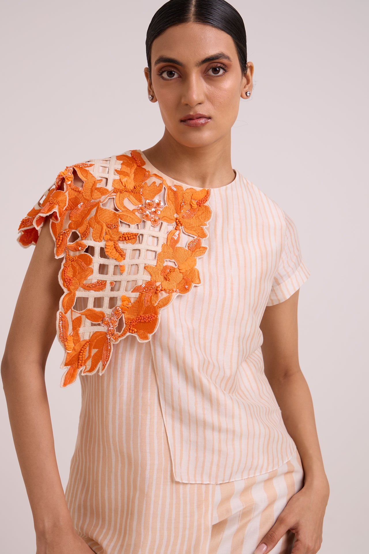 Kayo - Sunset & Almond Cutwork Short Dress