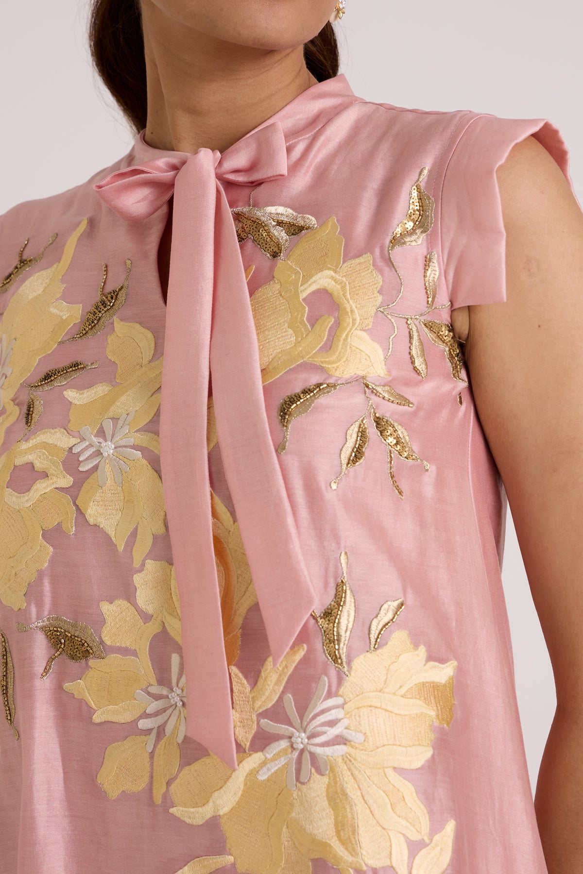 Ice Pink Helga - Tab Sleeve Day Dress