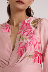 Ice Pink Mezlyn - Pinched Waist Midi Dress