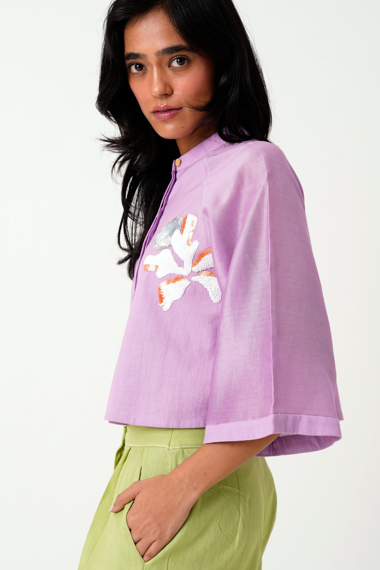 Zola - Raglan Sleeve Crop Shirt + Ankle Pants