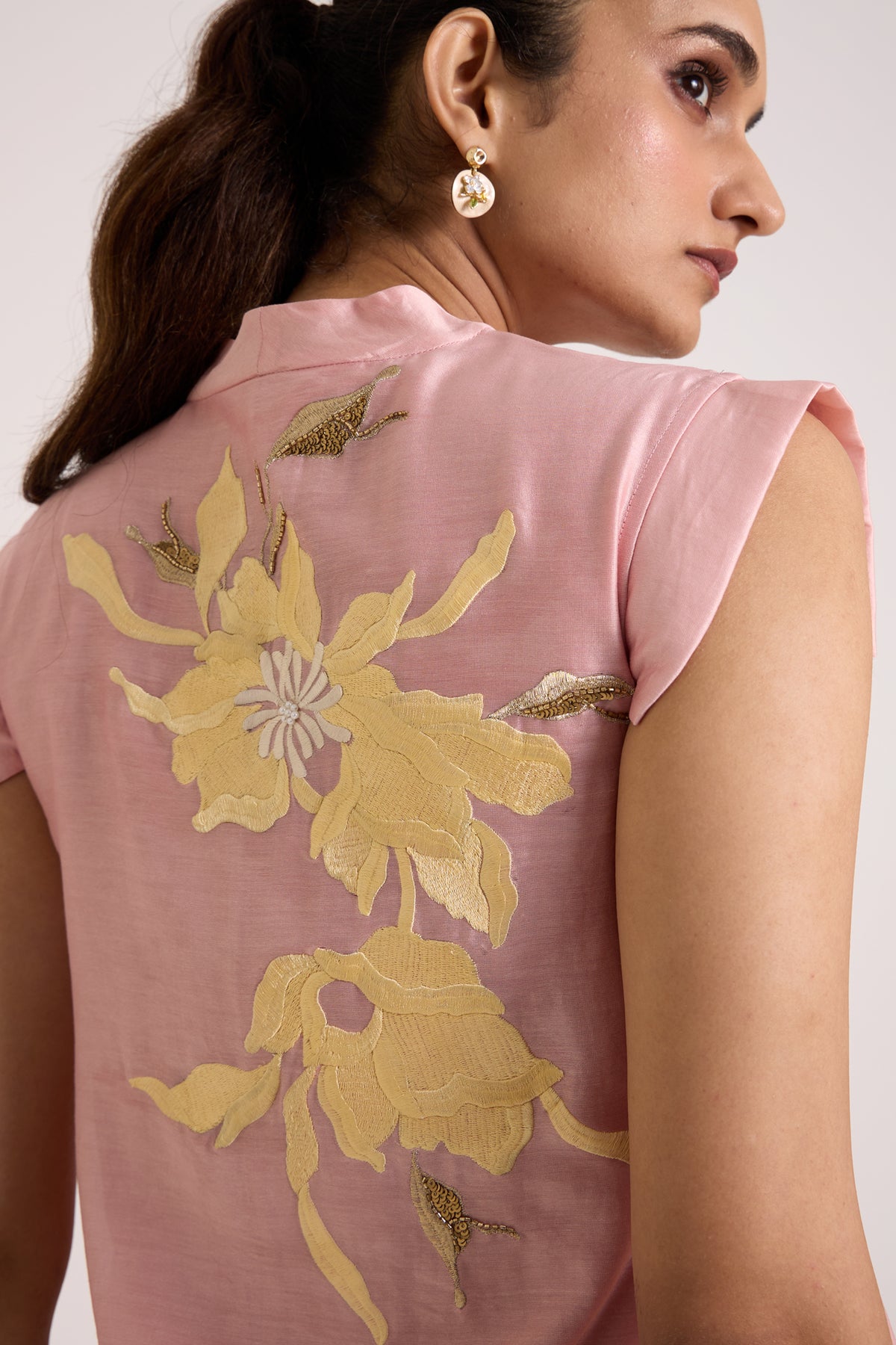 Ice Pink Helga - Tab Sleeve Day Dress