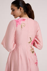 Ice Pink Mezlyn - Pinched Waist Midi Dress