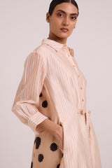 Philo - Almond Burst Back Drop Shirt Dress