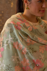 Dewey Garden | Embroidered Pure Cashmere Stole