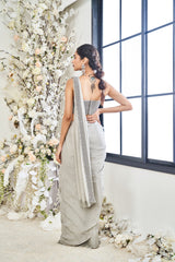 Crystal Embroidered Draped Saree Set