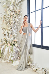 Crystal Embroidered Draped Saree Set