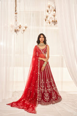 CHERRY RED LEHENGA SET