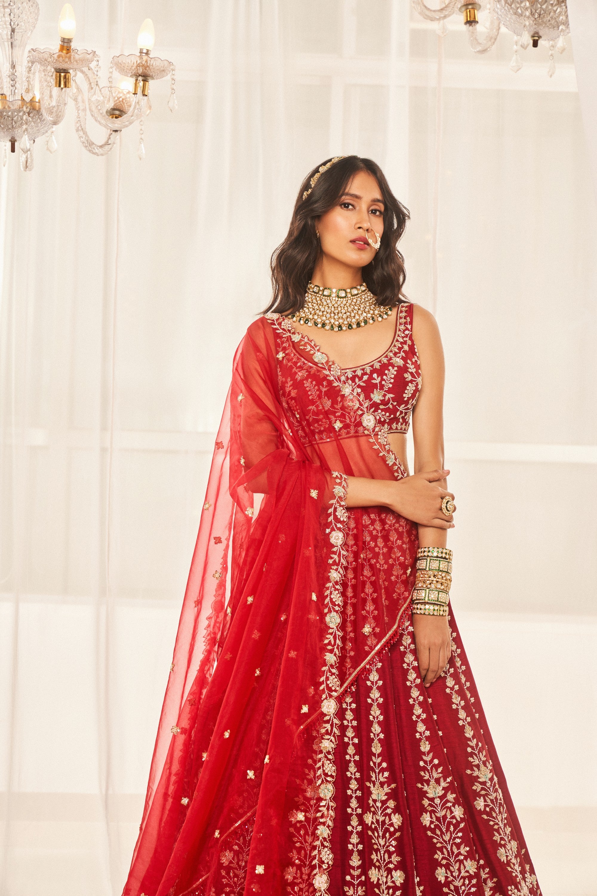 CHERRY RED LEHENGA SET