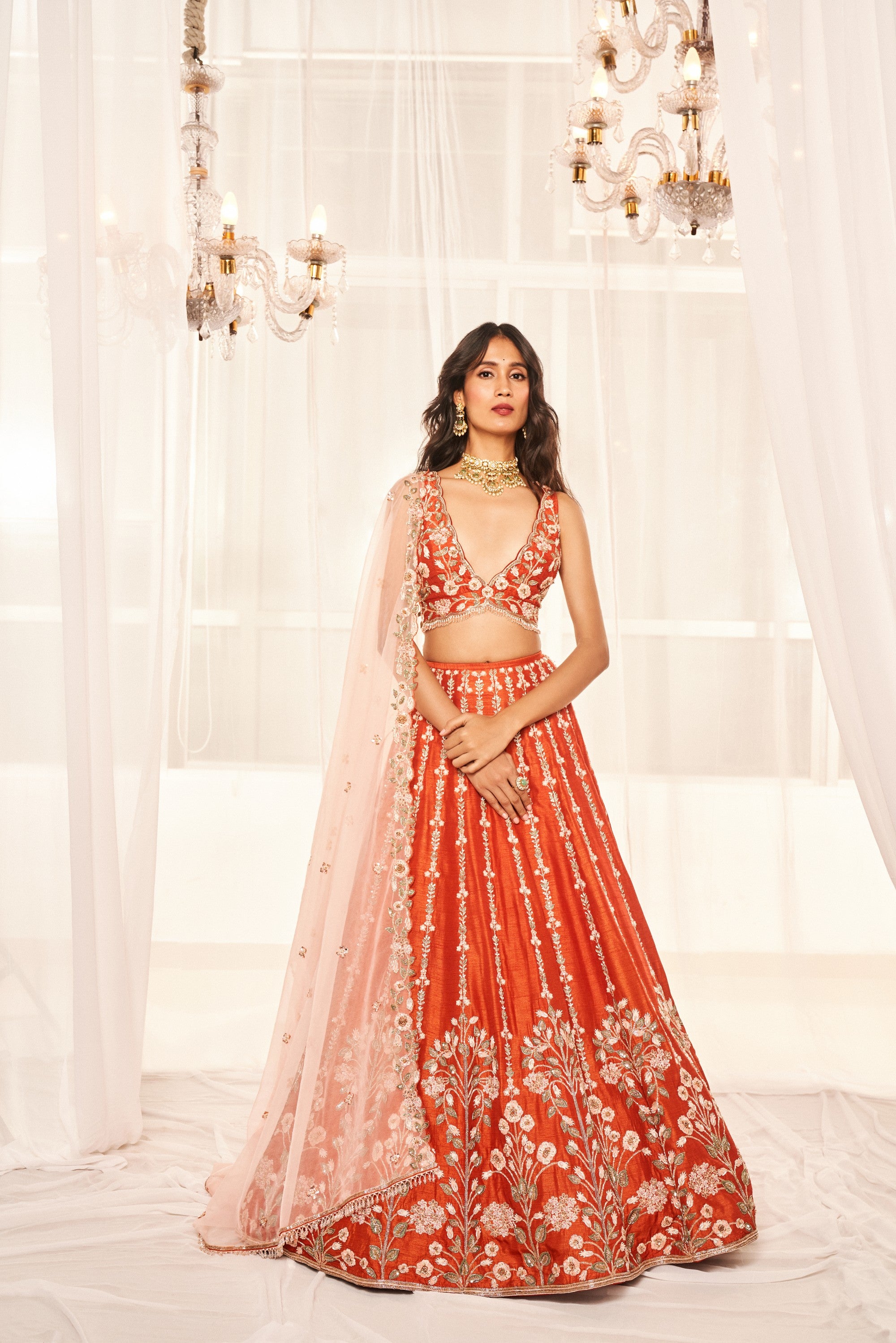 BURNT ORANGE LEHENGA SET