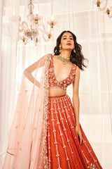 BURNT ORANGE LEHENGA SET
