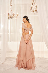 Blush Pink Layered Lehenga Set