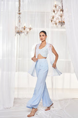 Powder Blue Embellished Pant Set