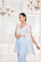 Powder Blue Embellished Pant Set