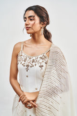 Ivory Embroidered Kalidaar Set