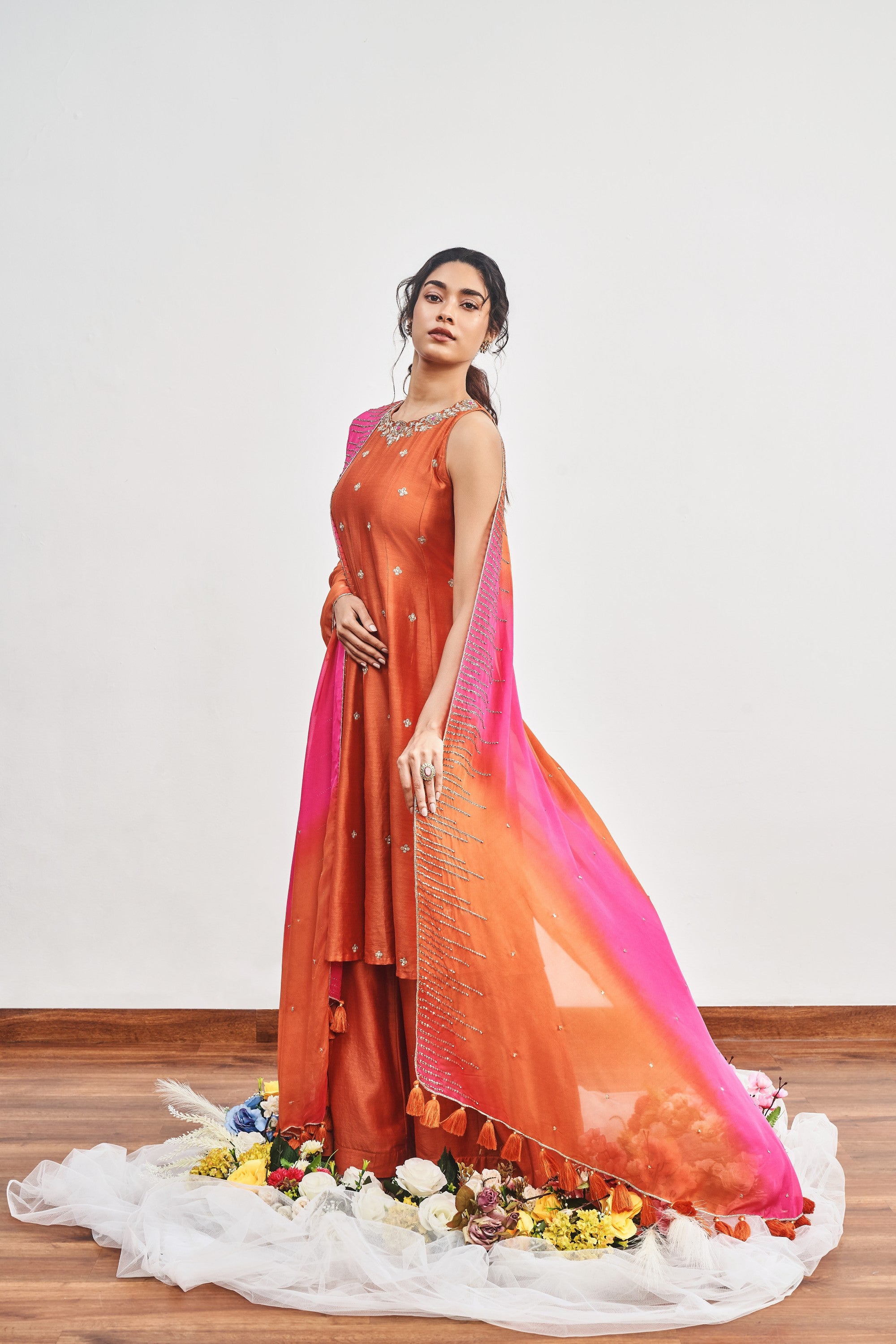 Burnt Orange Kalidaar Set
