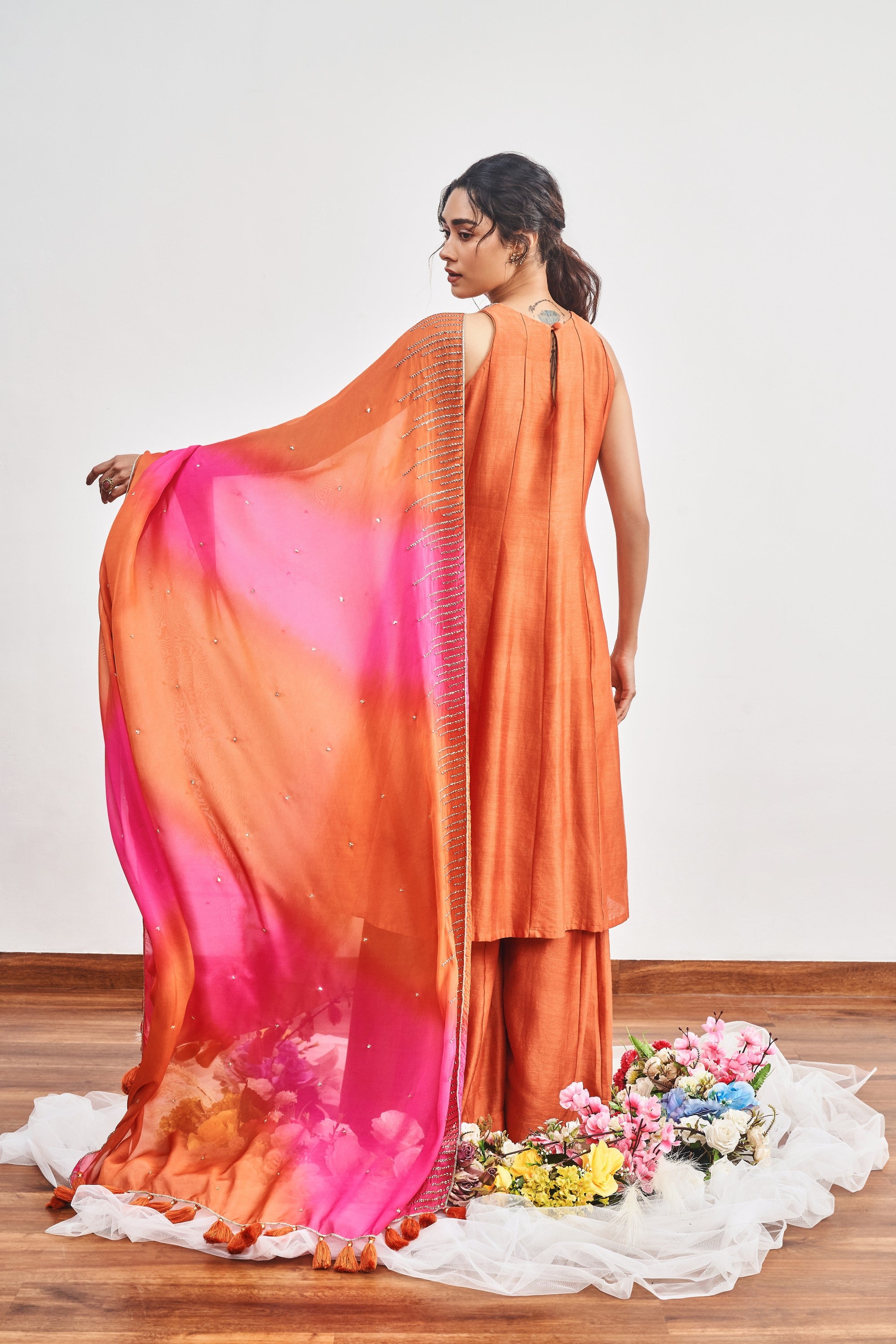 Burnt Orange Kalidaar Set