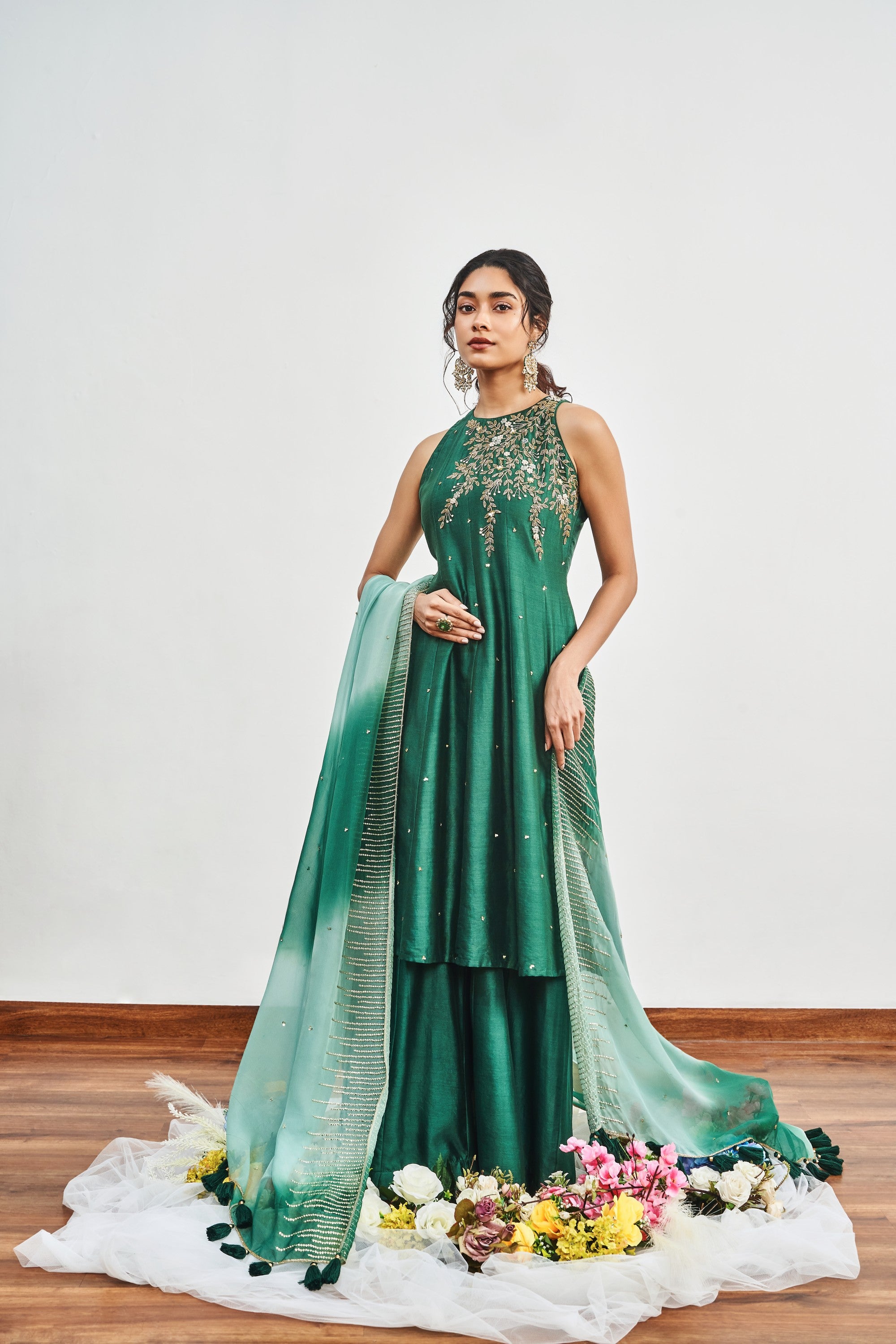 Bottle Green Kalidaar Set