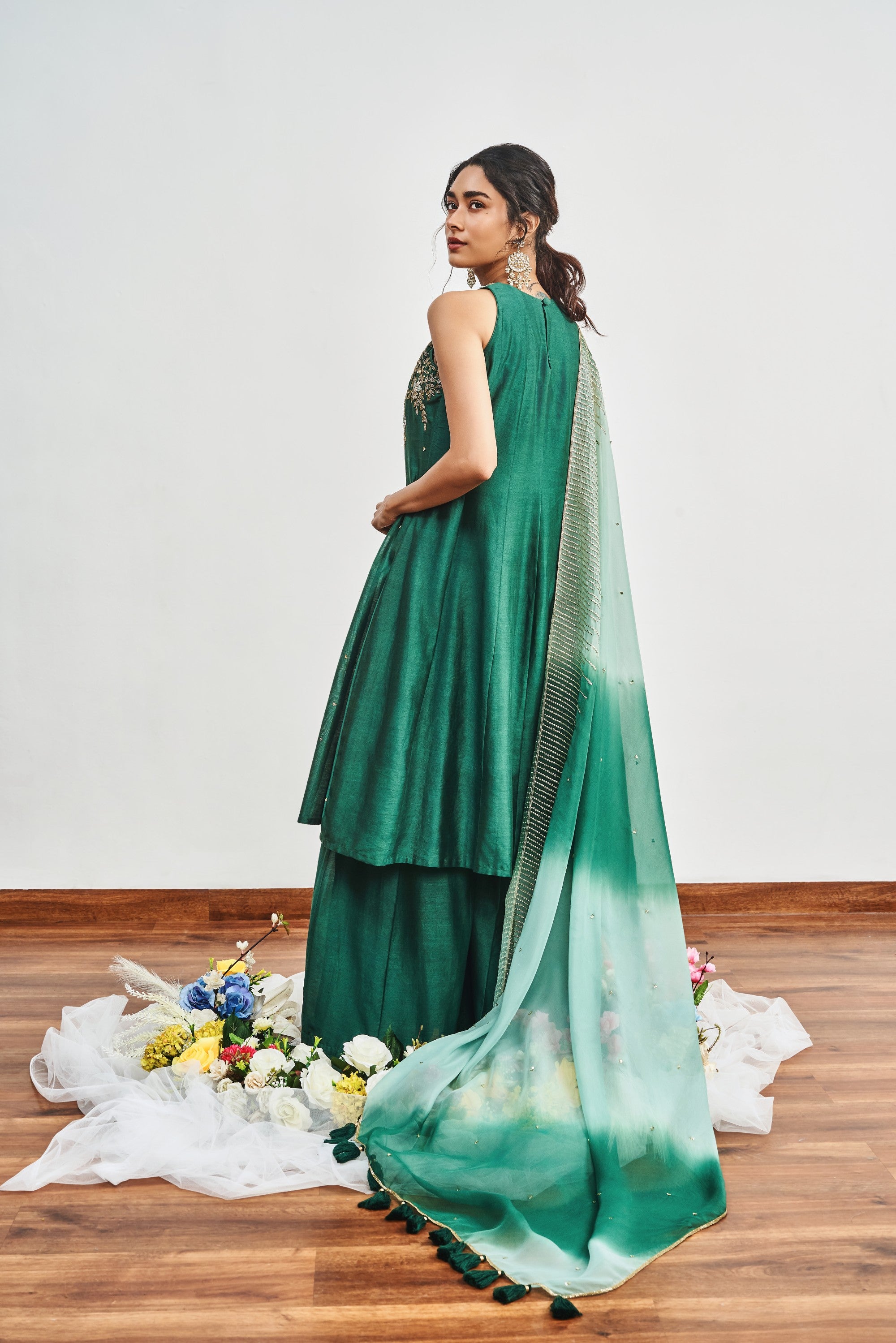 Bottle Green Kalidaar Set