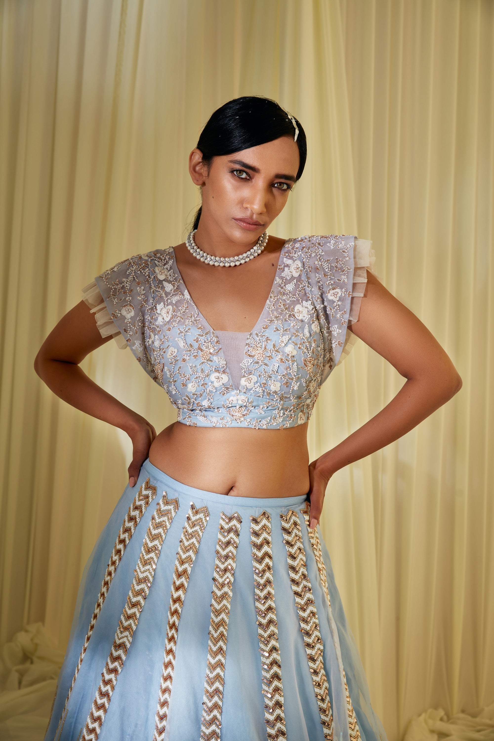 Powder Blue Bridal Lehenga Set