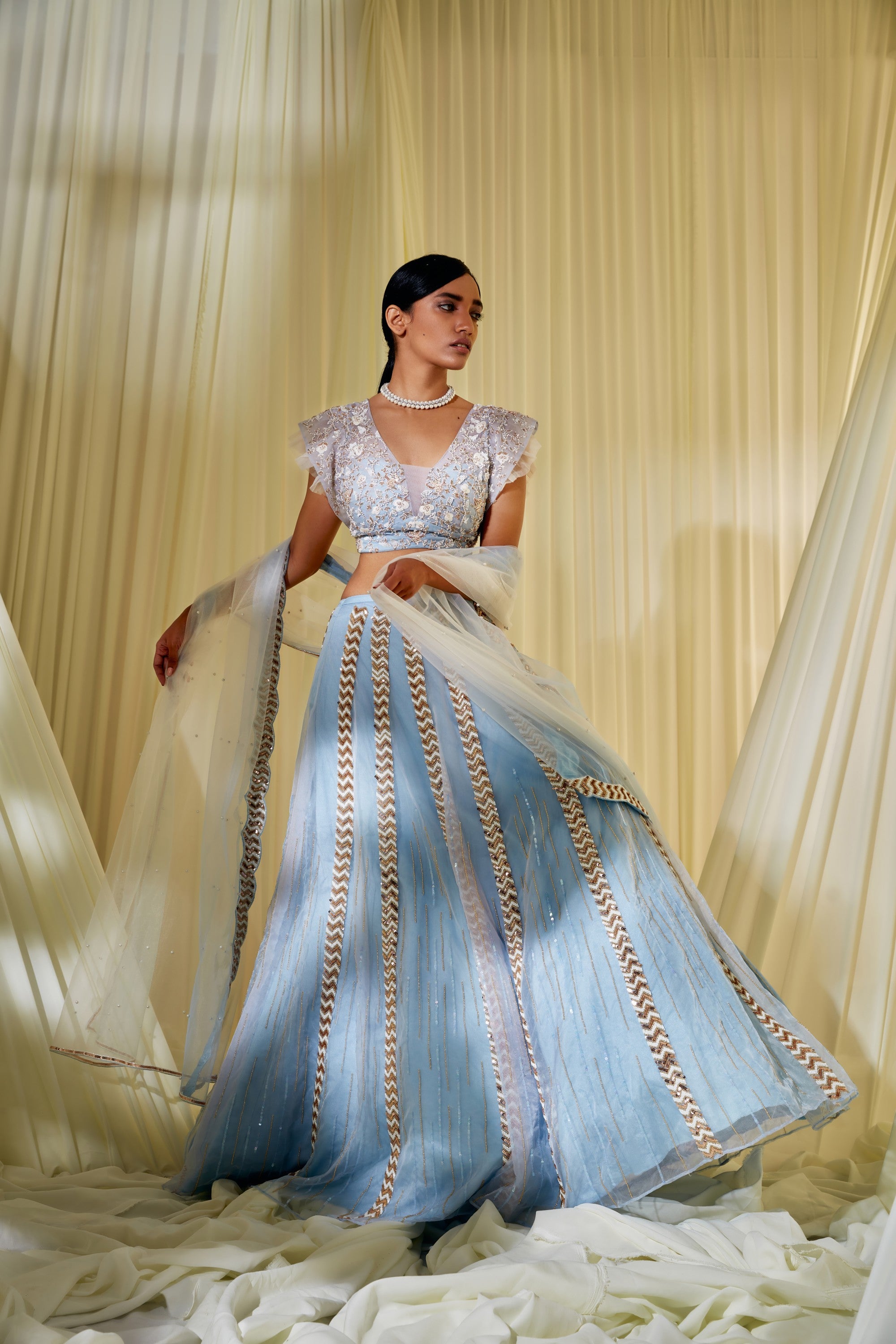 Powder Blue Bridal Lehenga Set