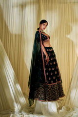 Bottle Green Bridal Lehenga Set