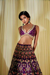 Multicolor Purple Bridal Lehenga Set
