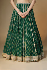 Emerald green benarasi butti lehenga blouse set