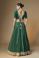 Emerald green benarasi butti lehenga blouse set